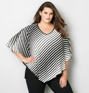 Black and White Striped Poncho Top