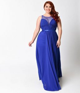 Plus Size Long Royal Blue Dress