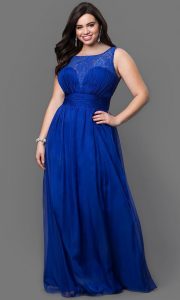Plus Size Royal Blue Lace Dresses