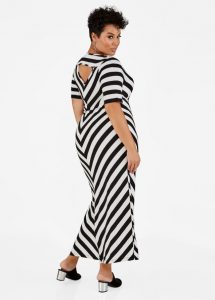 Plus Size Striped Dress Black White