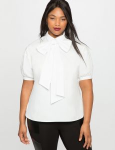 Plus Size White Blouse With Bow