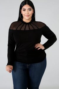 Plus Sized Black Party Tops