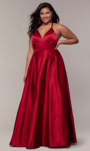 Red Empire Waist Formal Dress