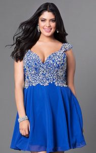 Royal Blue Plus Size Short Dress