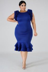 Women's Royal Blue Plus Size Prom Dress