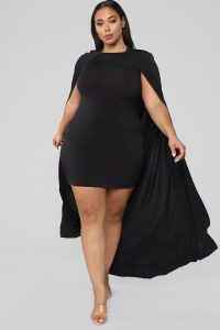 Black Cape Dresses Plus Size