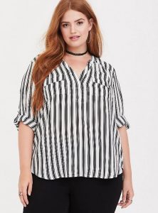 Black and White Striped Shirt Plus Size
