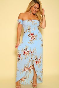 Blue Floral Maxi Dress Plus Size