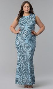 Blue Sequin Maxi Dress in XL