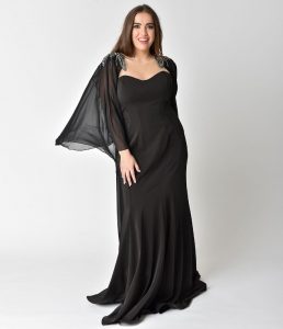 Plus Size Black Cape Gowns