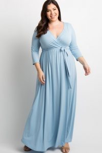 Plus Size Light Blue Maxi Dress
