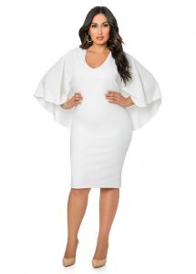 White Cape Dress Plus Size