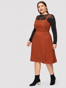 Button Front Pinafore Dress