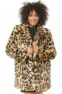 Faux Fur Leopard Coat Plus Size