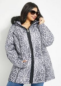 Fur Trim Snow Leopard Coat