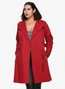 Long Plus Size Red Trench Coat