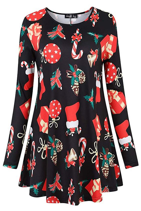 Plus Size Christmas Tunic Tops and Dresses Attire Plus Size