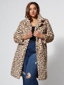 Plus Size Leopard Print Fur Coat