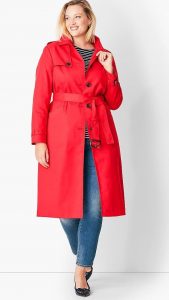 Plus Size Red Trench Coat
