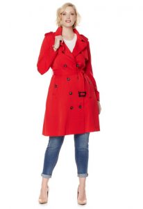 Plus Size Women Trench Coat Red
