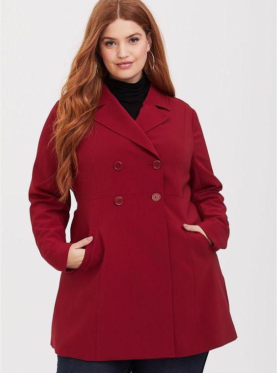 Plus Size Red Trench Coat for Women – Attire Plus Size