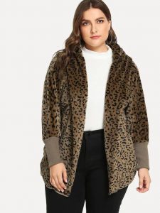 Women's Plus Size Leopard Coat