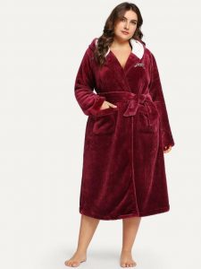 Plus Size Hooded Robe