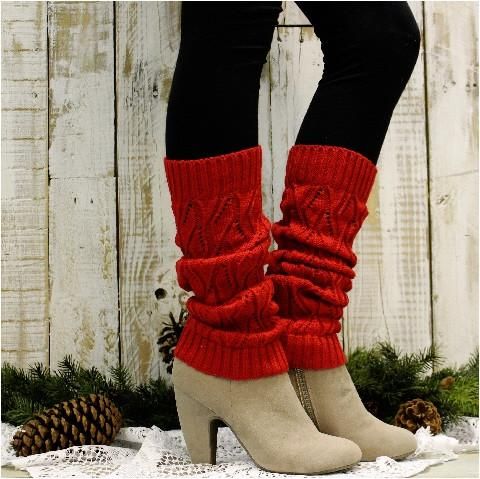 Red Plus Size Leg Warmers