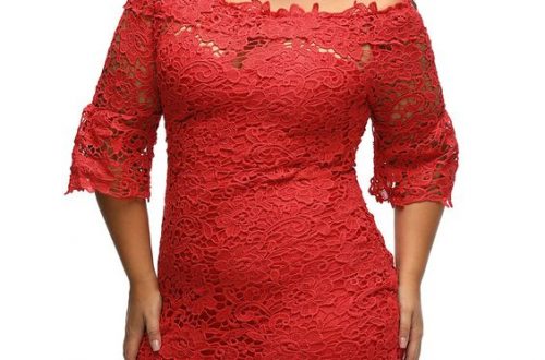 Red Plus Size Lace Dress