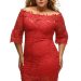 Red Plus Size Lace Dress