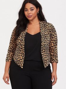 Leopard Plus Size Crepe Blazers