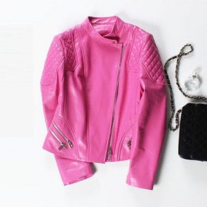 Pink Leather Jacket Plus Size