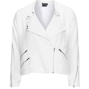 Plus Size White Moto Jacket