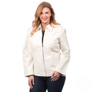 White Leather Jacket Plus Size
